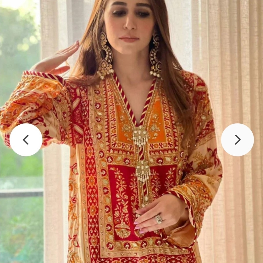 Elegant Red and Gold Women's Dress